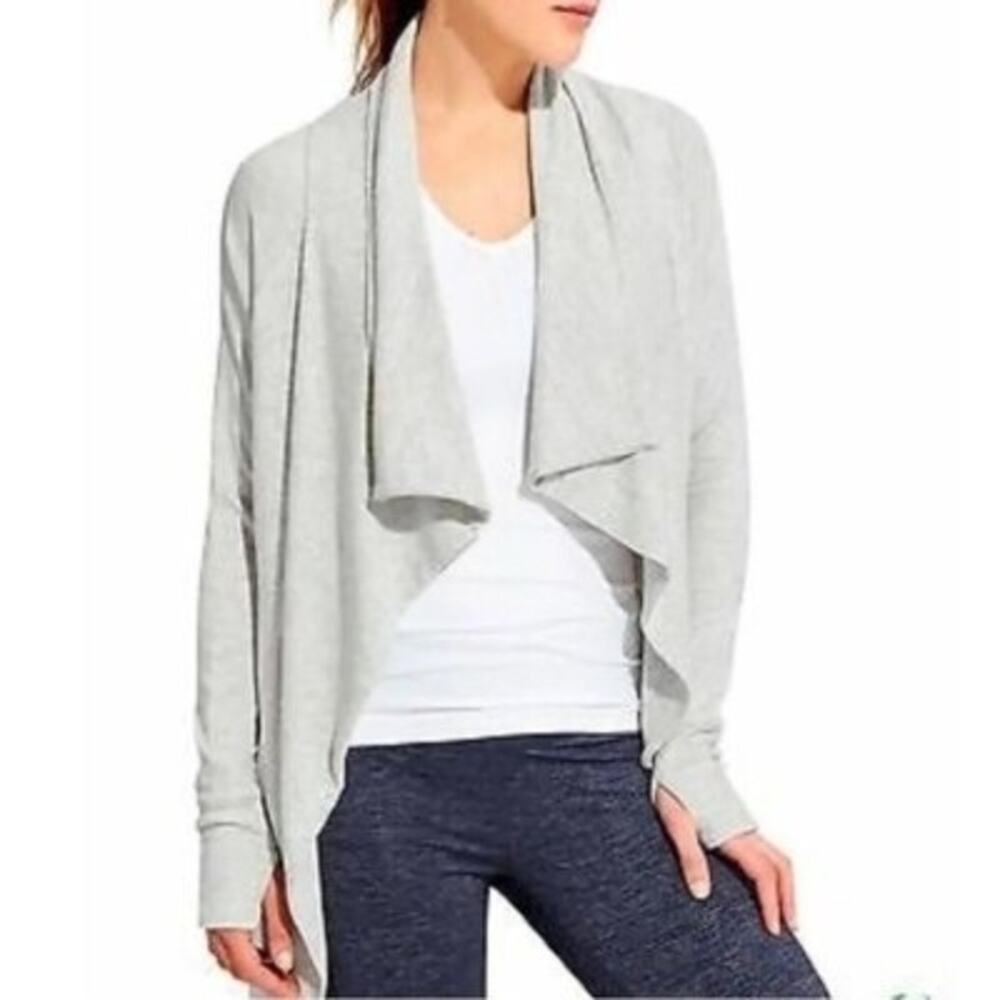 Athleta Size M Cardigan Sweater Studio Light Wrap Open Front Long Sleeve Women's